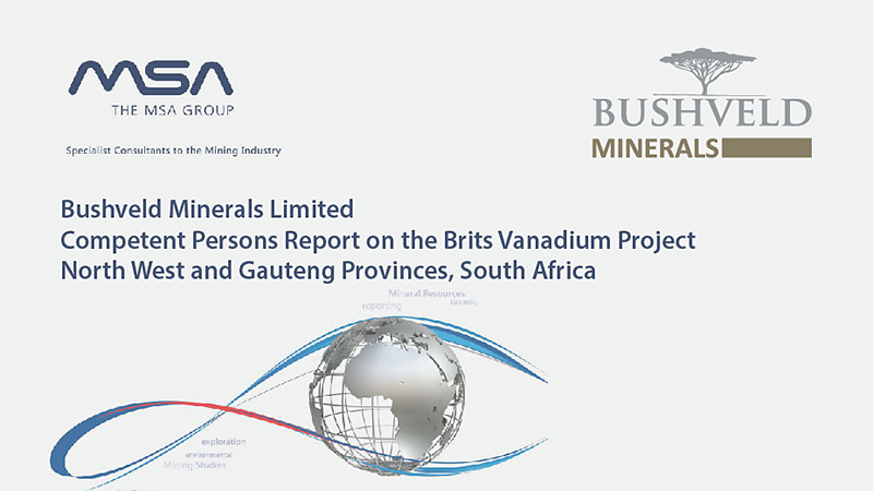 Bushveld Minerals Competent Persons' Report on Brits Vanadium Project 2020