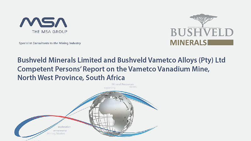Bushveld Minerals Competent Persons’ Report on Vametco Vanadium Mine 2020